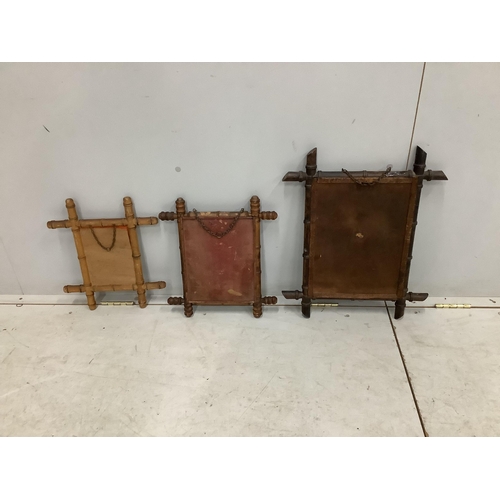 1041 - Three early 20th century French rectangular faux bamboo wall mirrors, largest width 42cm, height 53c... 