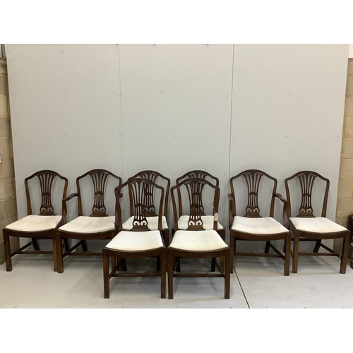 1045 - A set of eight George III style mahogany dining chairs,two with arms. Condition - fair to good... 