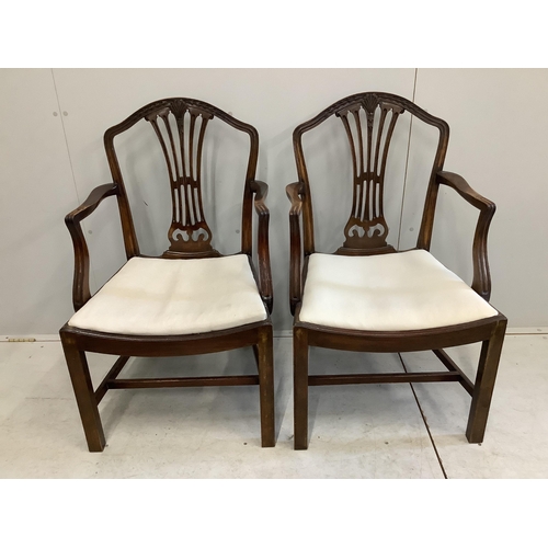 1045 - A set of eight George III style mahogany dining chairs,two with arms. Condition - fair to good... 