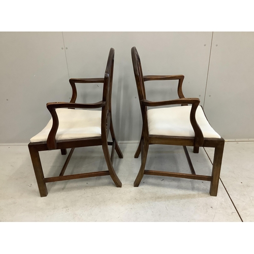 1045 - A set of eight George III style mahogany dining chairs,two with arms. Condition - fair to good... 