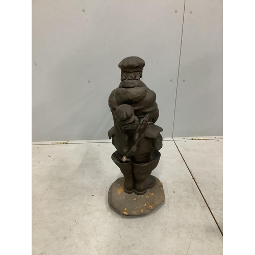 1049 - Norman Barrow (Modern British).  A bronzed composition sculpture, fisherman and child, height 72cm. ... 