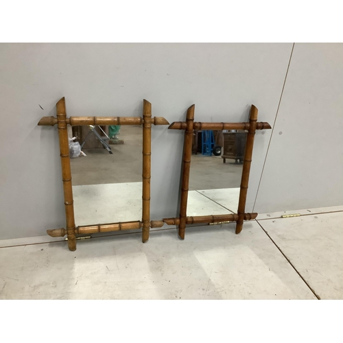 1057 - Two early 19th century French rectangular faux bamboo wall mirrors, larger width 48cm, height 62cm. ... 