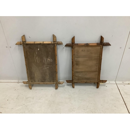 1057 - Two early 19th century French rectangular faux bamboo wall mirrors, larger width 48cm, height 62cm. ... 