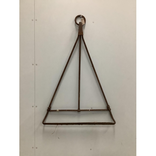 1069 - A Victorian iron oyster rake, height 102cm. Condition - poor