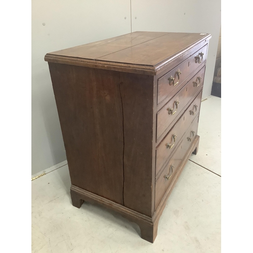 1079 - A George III mahogany four drawer chest, width 82cm, depth 48cm, height 82cm. Condition - poor to fa... 