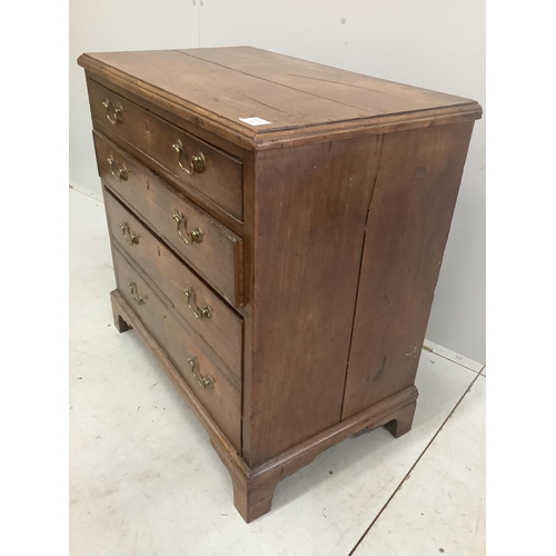 1079 - A George III mahogany four drawer chest, width 82cm, depth 48cm, height 82cm. Condition - poor to fa... 