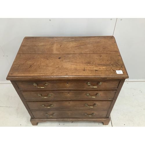 1079 - A George III mahogany four drawer chest, width 82cm, depth 48cm, height 82cm. Condition - poor to fa... 