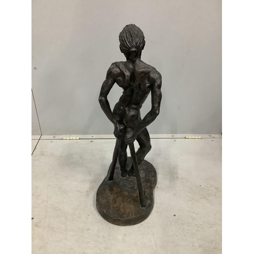 1082 - Norman Barrow (Modern British). A bronzed composition sculpture, standing male nude, height 76cm. Co... 