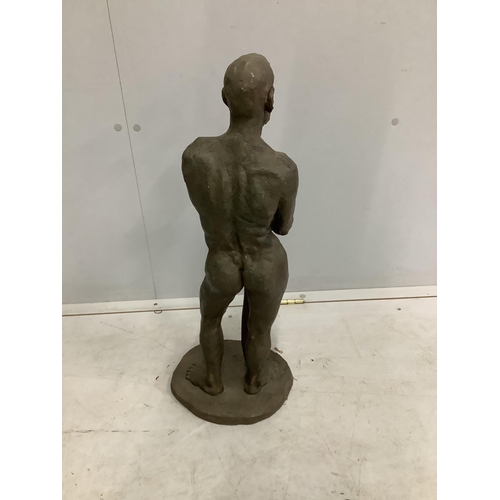 1083 - Norman Barrow (Modern British). A bronzed composition sculpture, standing male nude, height 66cm. Co... 