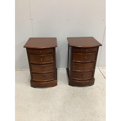 1088 - A pair of reproduction mahogany bow front four drawer bedside chests, width 42cm, depth 44cm, height... 