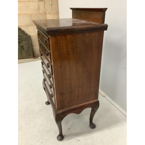 1096 - An early 20th century mahogany sheet music cabinet, fitted six drop front drawers, width 56cm, depth... 