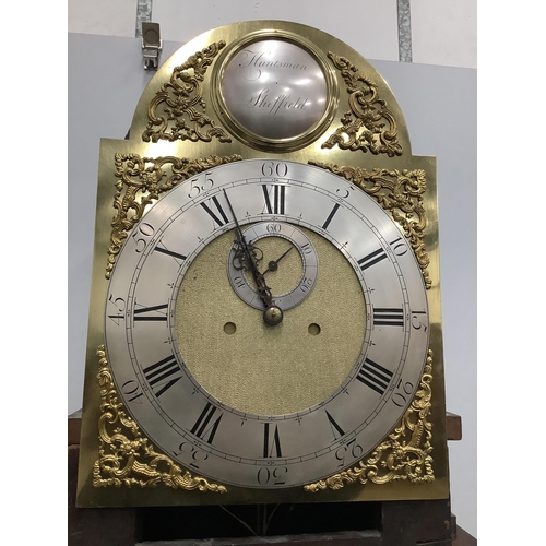 1115 - A George III mahogany eight day longcase clock, by Huntsman, Sheffield, height 226cm. Condition - go... 