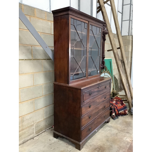 1124 - A Regency mahogany secretaire bookcase, width 116cm, depth 58cm, height 217cm. Condition - fair, two... 