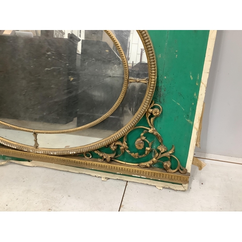 1127 - A Victorian oval giltwood and composition wall mirror, width 152cm, height 157cm. Condition - poor t... 