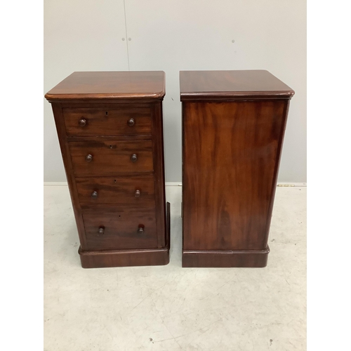 1132 - A pair of Victorian and later mahogany four drawer bedside chests, adapted, width 42cm, depth 40cm, ... 