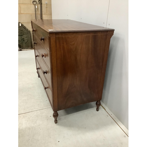 1151 - A Regency mahogany straight front chest of  four drawers, with reeded pilasters, width 108cm, depth ... 