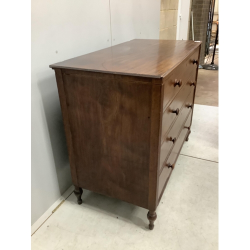 1151 - A Regency mahogany straight front chest of  four drawers, with reeded pilasters, width 108cm, depth ... 