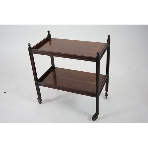 1161 - An Edwardian mahogany two tier trolley, 66cm wide, 37cm deep, 70cm high. Condition - a little dusty,... 