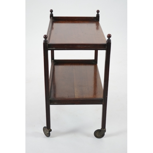 1161 - An Edwardian mahogany two tier trolley, 66cm wide, 37cm deep, 70cm high. Condition - a little dusty,... 