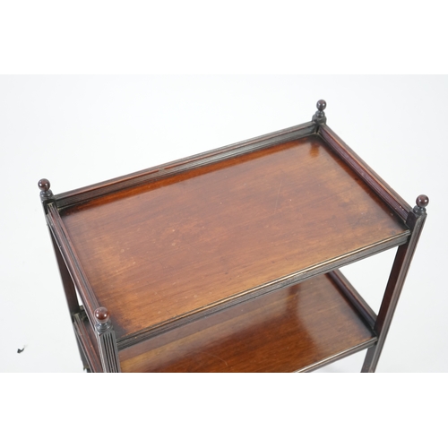 1161 - An Edwardian mahogany two tier trolley, 66cm wide, 37cm deep, 70cm high. Condition - a little dusty,... 