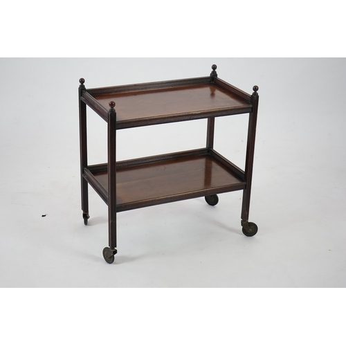 1161 - An Edwardian mahogany two tier trolley, 66cm wide, 37cm deep, 70cm high. Condition - a little dusty,... 