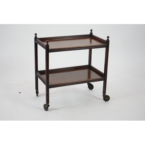 1161 - An Edwardian mahogany two tier trolley, 66cm wide, 37cm deep, 70cm high. Condition - a little dusty,... 