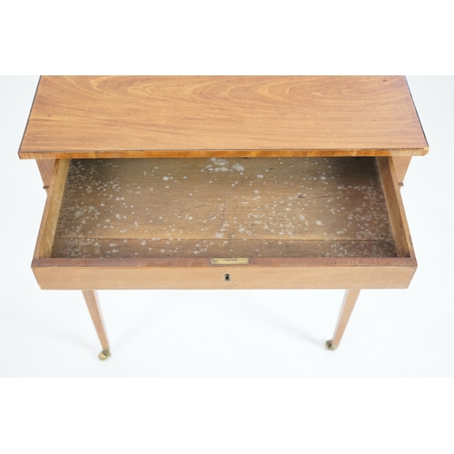 1174 - An Edwardian satinwood occasional table, with rectangular top and frieze drawer, on square tapered l... 