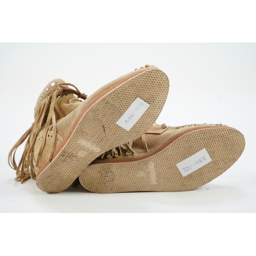 1236 - A pair of El Vaquero light tan suede wedge moccasin boots, size EU 41