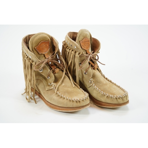 1236 - A pair of El Vaquero light tan suede wedge moccasin boots, size EU 41