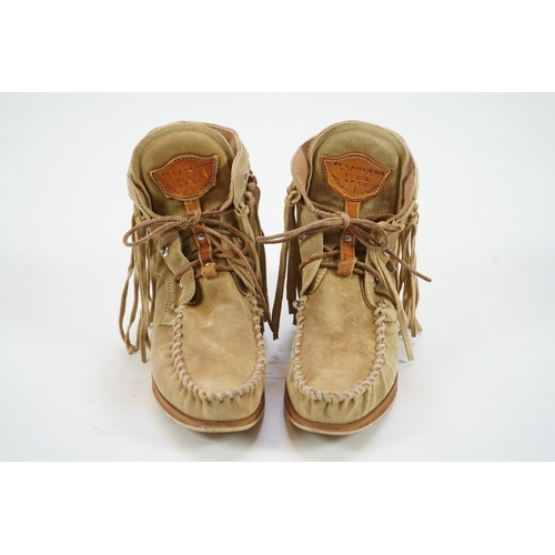 1236 - A pair of El Vaquero light tan suede wedge moccasin boots, size EU 41