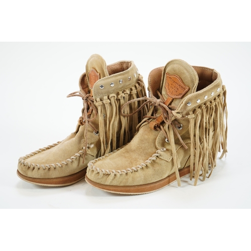 1236 - A pair of El Vaquero light tan suede wedge moccasin boots, size EU 41