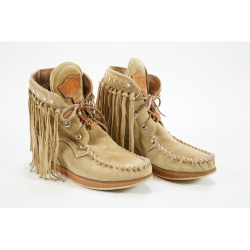 1236 - A pair of El Vaquero light tan suede wedge moccasin boots, size EU 41