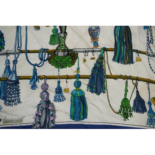 1237 - A Hermes Passementerie silk scarf, designed by Francoise Heron. with Hermes box, 90cm x 90cm