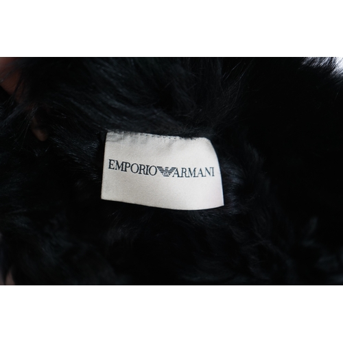 1241 - A lady's Emporio Armani black shearling jacket, EU 44 (comes up small), approx. UK size 8-10