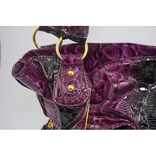 1255 - A purple patent Versace large handbag, with dust bag