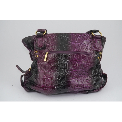 1255 - A purple patent Versace large handbag, with dust bag