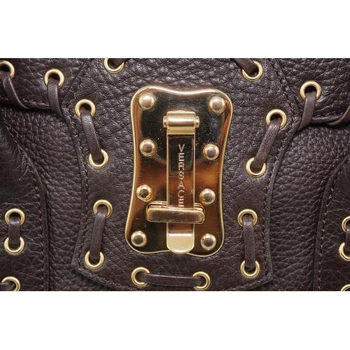 1260 - A Versace large brown leather shoulder bag