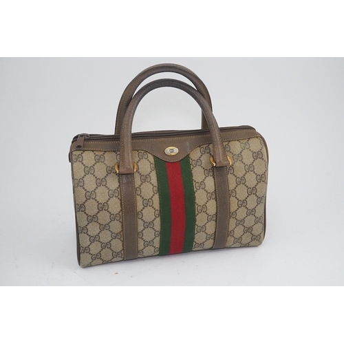 1284 - Two vintage Gucci brown canvas and leather trim GG monogram handbags