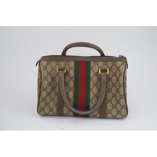 1284 - Two vintage Gucci brown canvas and leather trim GG monogram handbags