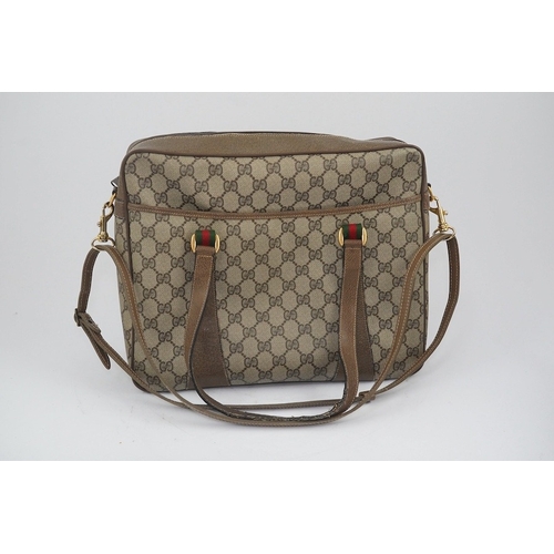 1284 - Two vintage Gucci brown canvas and leather trim GG monogram handbags