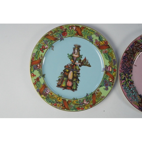 1292 - Five boxed Rosenthal for Versace transfer decorated plates, 31cm diameter, and a boxed serving dish,... 