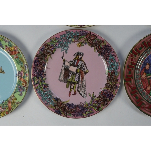 1292 - Five boxed Rosenthal for Versace transfer decorated plates, 31cm diameter, and a boxed serving dish,... 