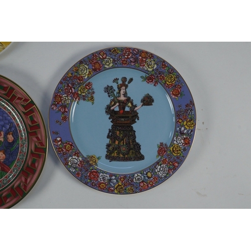 1292 - Five boxed Rosenthal for Versace transfer decorated plates, 31cm diameter, and a boxed serving dish,... 