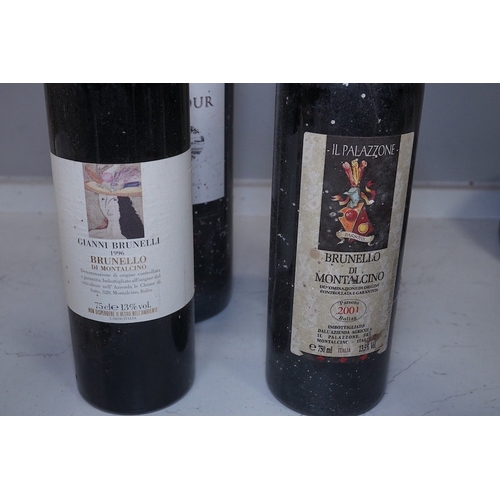 1302 - Nine 750ml bottles and a magnum of various Italian and French wines to include Brunello Di Montalcin... 