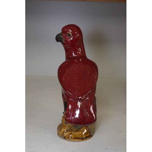 1325 - A Chinese flambé glazed figure of a bird, 20.5cm high. Condition - fair to good.