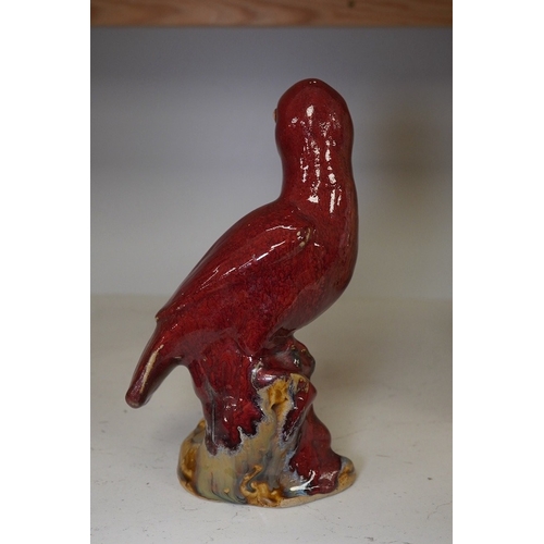 1325 - A Chinese flambé glazed figure of a bird, 20.5cm high. Condition - fair to good.