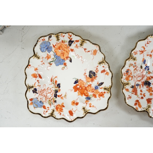 1344 - A pair of Royal Crown Derby leaf shaped dessert dishes, pattern 3504, 24.5cm. Condition - good... 