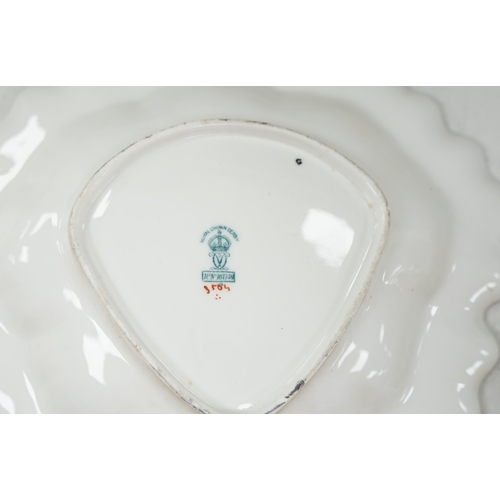 1344 - A pair of Royal Crown Derby leaf shaped dessert dishes, pattern 3504, 24.5cm. Condition - good... 