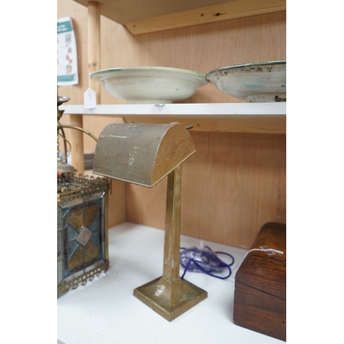 1356 - An Art Deco style metal desk lamp, 44cm high. Condition - fair.