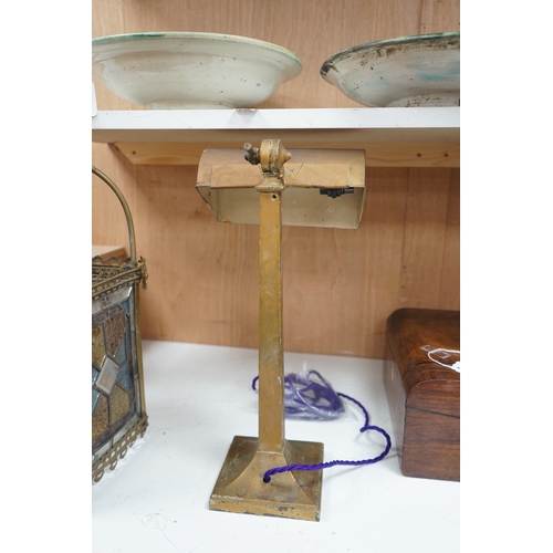 1356 - An Art Deco style metal desk lamp, 44cm high. Condition - fair.